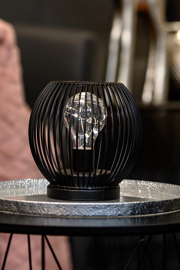 Deko Lampe Gitter Krono LED schwarz 23 cm - Tiziano Design