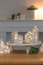 Tiziano Deko Dorf Mezzano LED: Stilvolle Häuser in weiß-creme für gemütliche Atmosphäre 18 cm